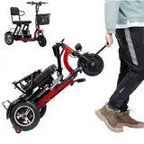 FANGZHL Rollatoren Für Senioren,Scooter Elektrisch,3-Rad-Mobilitätsroller,Rollstuhl Elektrisch Faltbar,48V20ah,Elektro Dreirad,Für Ältere Menschen Und Behinderte red