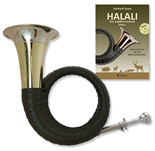 Tuyama® TJG-202A Classic - Jagdhorn Fürst-Pless-Horn in B Posthorn Horn + Halali Jagdhornschule (Starterkit)