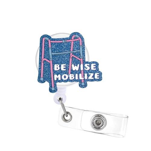 Generic Ausweishalter, einziehbar, Acryl, Aufschrift "We Wise Mobilize Nurse", Namensschild, Zubehör für Genesung, Rehabilitationszentrum, MD RN, Krankenpflege, medizinisches Büro