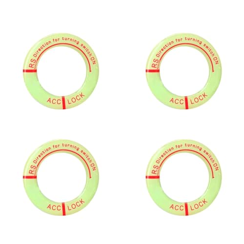 ANBOO 4-teiliges Zündschalter-Lichtring-Set, leuchtende Zündschalter-Zierstreifen für Autos und Motorräder, Start-Stopp-Knopf, dunkel leuchtende Aufkleber für Autos und Motorräder (rot)