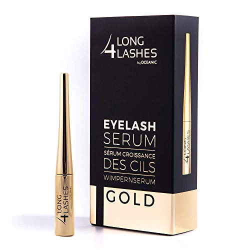 Long4Lashes GOLD 4 ml - Neues Exclusives Wimpernserum, hohe Kapazität - Serum der Superlative -steigert das Wimpernwachstum mit einen Kraftpaket aus pflanzlichen Zutaten | Superstar Formel 4 ml