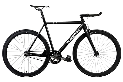 FabricBike Light Fixie, Fixed Gear, Single Speed, Rahmen und Gabel aus Aluminium, Räder 28 Zoll, 3 Größen, 6 Farben, 9,45 kg (Größe M) (M-54 cm, Light Glossy Black)