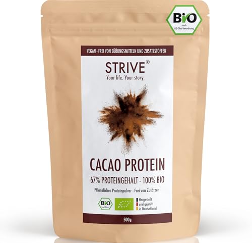 BIO CACAO PROTEIN | Vegan | 100% BIO | 500g Natur Eiweiß mit zertifiziertem Bio Kakao | Ohne Süßungsmittel & Aromen | Ohne Soja & Gluten | Mehrkomponenten 4K | Made in Germany DE-ÖKO-039