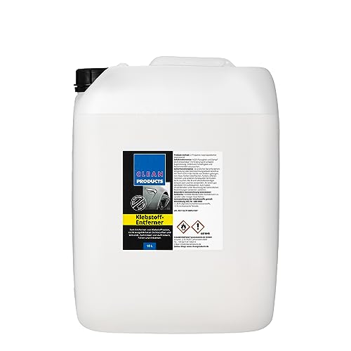 CLEANPRODUCTS Klebstoffentferner 10 Liter - Entfernen von Klebstoffresten, Dichtstoffen, Silikonöl. Lösen von Aufkleber, Folie, Etikett. Für Lack, Metall, Kunststoff, Glas