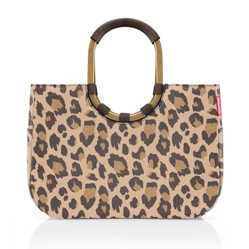 reisenthel loopshopper L frame leo macchiato – Stabile Tasche mit praktischen Fächern aus recycelten PET-Flaschen – Charmantes und wasserabweisendes Design gold