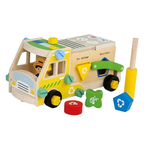 Harilla Kindermutter und Bolzen Spielzeugmodell Building Tool Kits Spielzeugauto Bildungsbau Kit für Kindergeschenk, Müllwagen