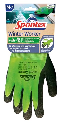 Spontex Winter Worker Arbeitshandschuh, für grobe Arbeiten bei Kälte, aus recycelten PET-Flaschen, Größe M, 1 Paar, Farbe nicht frei wählbar