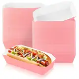 Yeaqee Hot Dog Tablett, 100 Stück 17,8 cm Einweg-Pappteller, wasserdicht & fettbeständig, Karton, Rosa, für Partys, Karneval, Abendessen, Kochen