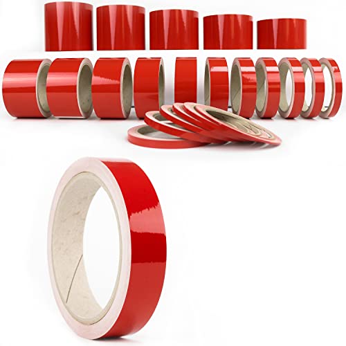 Auto Zierstreifen Rot Glänzend Folienstreifen Autodekor Folie Red Shiny Pinstripes Boot Basteln Modelbau (25 mm)