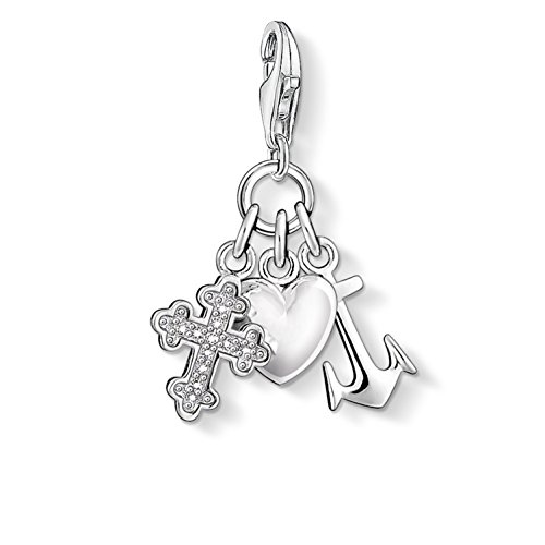 Thomas Sabo Damen Charm-Anhänger Glaube Liebe Hoffnung Kreuz Herz Anker 925 Sterling Silber 0409-051-14