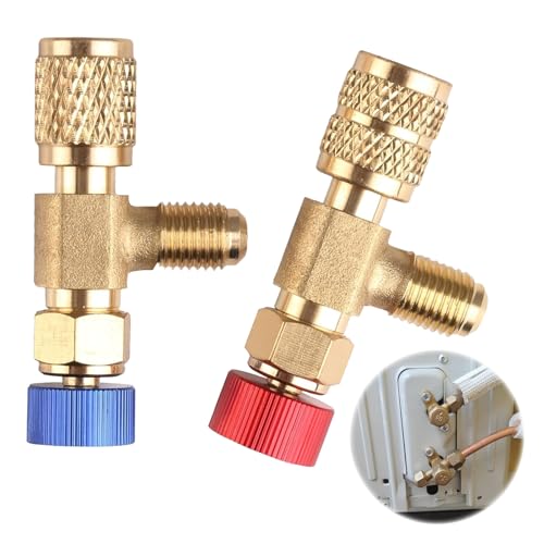 Jiavlyx 2 Stück Kältemittel Sicherheitsventil, Zwei Größen R22/ R410 E R22/R22 Adapter, Klimaanlagen Sicherheitsventil, Klimaanlagen-Durchflussventile, Effektiver Schutz Gegen Kühlmittelverlust