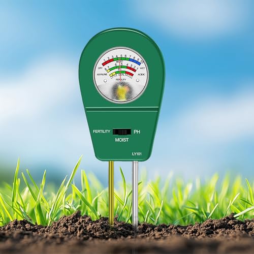 Bodentester, Boden PH-Messer 3-in-1, Bodenmessgeräte für Feuchtigkeit, Fruchtbarkei und pH, Boden-Feuchtigkeitsmessgerät für Garten, Bauernhof, Rasen, Kein Batterien erforderlich
