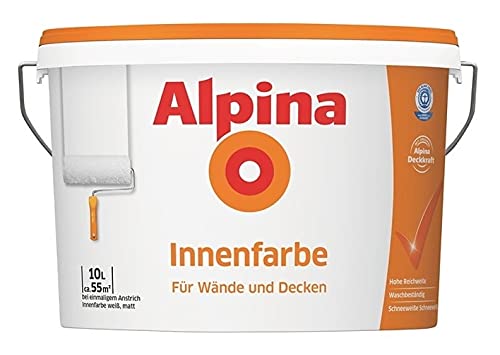 Alpina Innenfarbe, universelle Wandfarbe, 10 Liter, weiß, matt