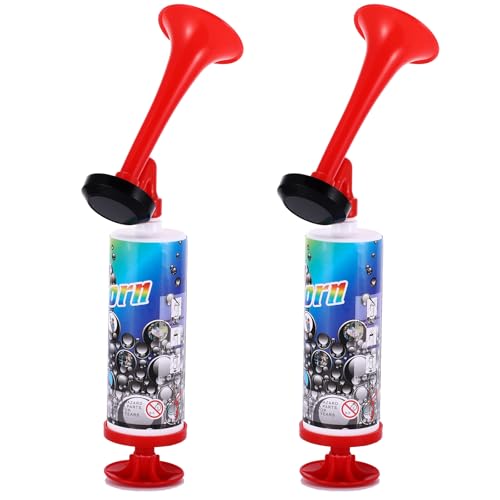 UNISOPH 2 Stück Laut Air Horn, Luftdruck-Fanfare, Handheld Luftdruck Fanfare Pumpe, Klassische Air Horns signalhorn Krachmacher, Signal Horn für Fussball Fanfare Druckluft(Kleine Größe)