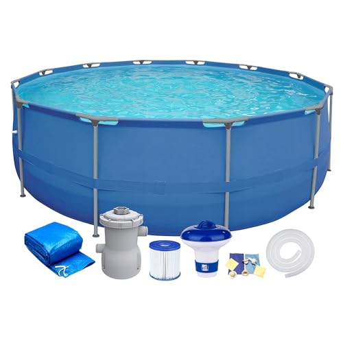 Gartenpool Stahlrahmenbecken Komplett-Set mit Filterpumpe Abdeckung des Chemikalienspenders Ø 300 x 76 cm, rund Steel Frame Pool Full Set
