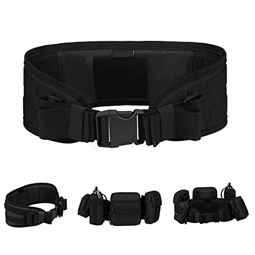 HUNTVP Taktischer Gürtel Verstellbar Molle Gürtel Militär Koppel Nylon Tactical Belt Wasserdicht Schnellverschluss Armee für Polizei Security Sicherheit Wandern Bergsteigen Outdoor - Schwarz