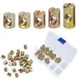 Forhandy 50 Stück M6 Quermutterbolzen, Zylindermutter Kohlenstoffstahl Barrel Muttern 11mm 12mm 13mm 15mm 20mm, Schlitz Zylindermuttern für Kinderbetten Stühle Möbelbetten