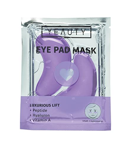 YEAUTY LUXURIOUS LIFT EYE PAD MASK, Hyaluronsäure und Vitamin A wirken Fältchen entgegen und spenden intensive Feuchtigkeit, 1x2 Stück ,lila