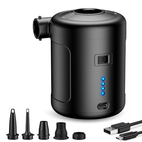 Air Pump SUPPOU Elektrische Luftpumpe, 6 In 1 Tragbar Luftpumpe Elektrisch Wiederaufladbare 6000mAh Akku Luftpumpe, Elektrische Luftpumpe für Luftmatratze Planschbecken Pool