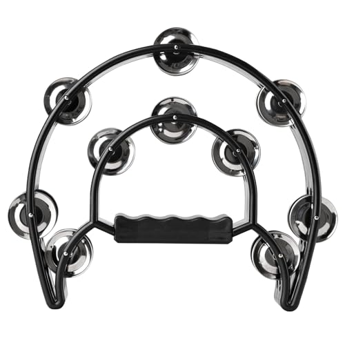 Tambourine, Hand Tambourin, Double Row Tamburin, Schlaginstrument, Half Moon Tambourine, Kinder Musikinstrumente, Rhythmusinstrumente Kinder, für Hochzeiten, Partys, Clubs, Ktv, Schwarz