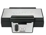 Krups Waffeleisen FDK251 | Doppelwaffeleisen | 2 Belgische Waffeln gleichzeitig | Antihaftbeschichtete Platten | für rechteckige | sicher dank isoliertem Griff | 850W | 6x12x12cm | Schwarz