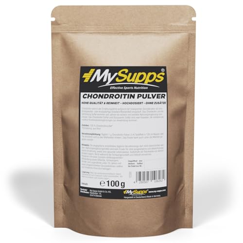 MySupps- Chondroitin Pulver, 100% reines & ultrafeines Chondroitin Pulver, Hohe biologische Verfügung, ideale Trainingsunterstützung für Sportler & Spitzenathleten, Made in Germany (100g)