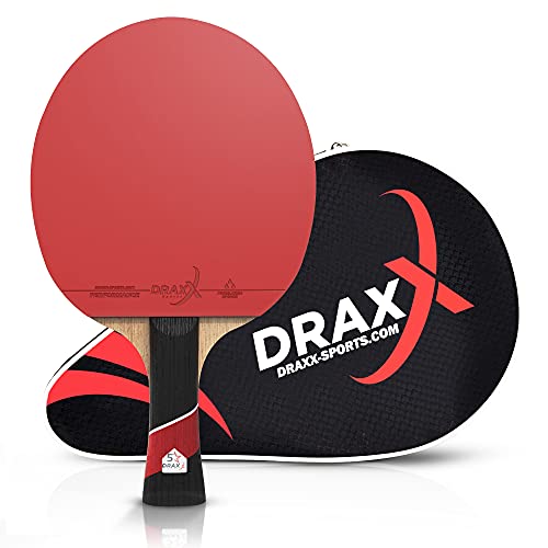 DRAXX Sports Tischtennisschläger Carbon | 5-Sterne-Klasse | Für Fortgeschrittene und Profis | Für Anfänger & Profis | Verstärkte Schutzhülle | Training und Wettkampf