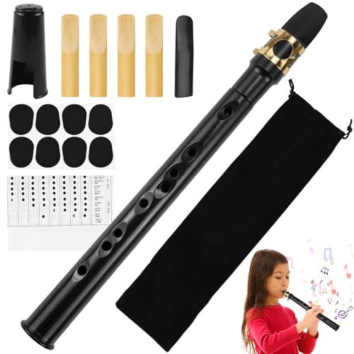 Mini Saxophon Spielbar Tragbares Instrumente Taschensaxophon Schwarz Pocket Saxophone Kit mit Saxophon Blätter Mundstück Tragetasche Zahnpolster Grifftabelle für Erwachsene Kinder Anfänger