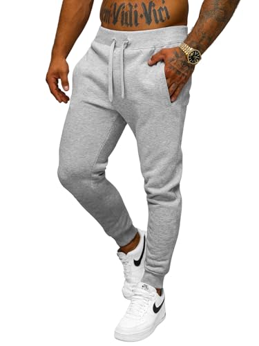 OZONEE Herren Jogginghose Hose Sport Trainingshose Sporthose Freizeithose Unifarbe Herrenhose Sweatpants Fitnesshose Sweathose Fußballhose Jogpants Joggpants JS/XW01 GRAU L