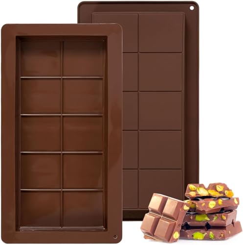 Dubai Schokoladenform Silikon, 2 Stück Tief Schokoladentafel Form, Gießformen Schokolade, Schokoladenform Dubai Schokolade, Extra Tief Silikonform Schokolade für Schokolade Praline Süßigkeiten