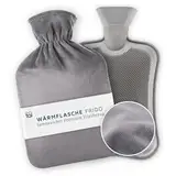 Blumtal Premium Wärmflasche mit Bezug aus weichem Fleece - Wärmeflasche aus Naturkautschuk - Bettflasche für Erwachsene - Hot Water Bag Luxus - auslaufsichere Bettflasche - weiche Bettflasche Grau