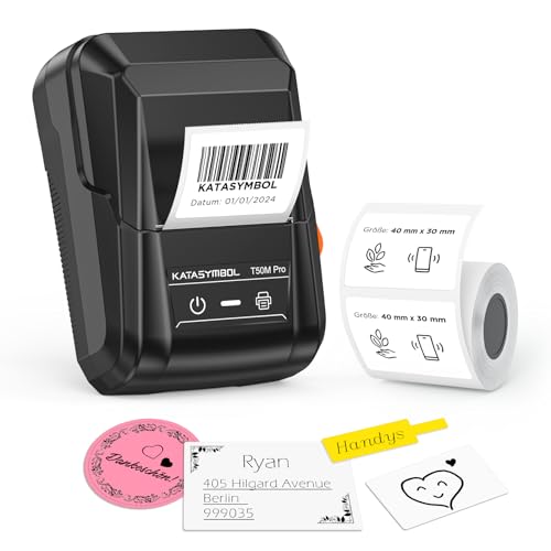SUPVAN T50M Pro Bluetooth Etikettendrucker mit Etiketten, Breite wasserfeste Etiketten, Vielseitige App mit 30 Schriftarten und über 700 Icons, Etikettiergerät für Einzelhandel, Büro, Organisation