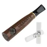 Granny's Premium Holzpfeife mit 9mm Aktivkohlefilter | Nussbaum | Handgefertigt | Purpfeife | Schmales Pfeifen Mundstück | Geschenkbox | Pfeife mit Aktivkohlefilter 9mm (6 Stück dabei)