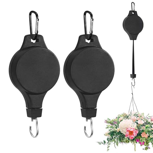 Roysmart Pflanzen Aufhängung, 2 Stück Einziehbar Blumenhaken Vogelhaus Haken Pflanzen Halter, Verstellbarer Pull Down Aufhänger Haken Pflanzen Halter für Vogelhaus Blumenampel Gartenkörbe