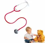 Kinder Stethoskop, Spielzeug Stethoskop, Metall Stethoskop Kinder, Hochwertiges Abhörgerät für Kinder, Funktionsfähiges Doppelkopf Stethoskop Spielzeug für Stethoskope Rollenspiel, Rot