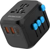 Reiseadapter Weltweit, Universal Reisestecker mit PD20W, 2 USB, 1 USB C und 1AC Steckdose, Internationaler Steckdosenadapter, Universaladapter für Deutschland USA England Thailand Italien Australien