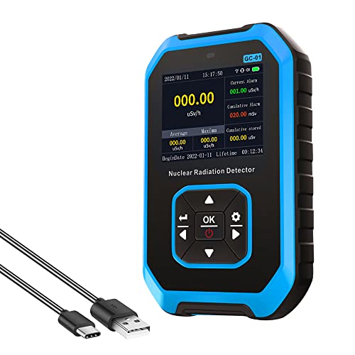 Geigerzähler Hancaner Dosimeter Strahlungsdetektor zur Messung von Radioaktivität,Strahlungserkennungsgerät X γ β-Strahlen Echtzeit-Überwachungsgerät LCD-Display mit Ton-Licht-Vibrationsalarmfunktion