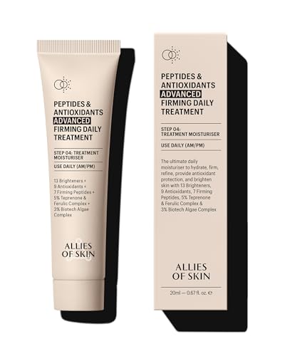 Allies of Skin Peptides & Antioxidants Advanced Firming Daily Treatment with 13 Brighteners, 9 Antioxidants, 7 Firming Peptides, 5% Teprenone & Ferulic Complex and 3% Biotech Algae Complex 20ml/1.6oz