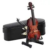 Miniatur Violine Modell, Mini Geige Miniatur, Miniatur Violine Modell mit Stand Case Puppenhaus Zubehör Mini Musikinstrument für die Hausdekoration Puppenhaus Dekoration Kinder Spielzeu