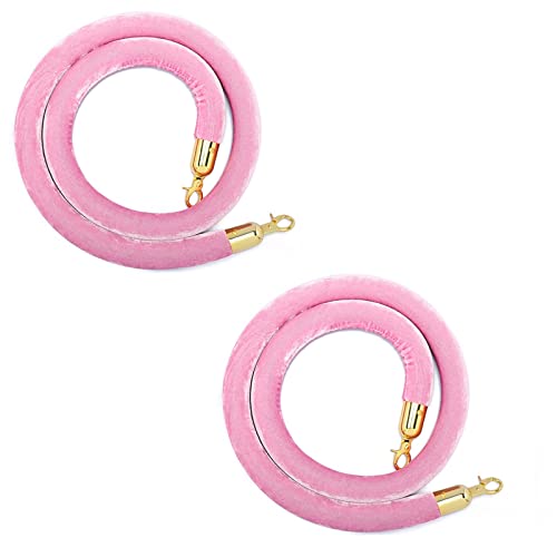 Samt Seilsicherheitsbarrieren Mit Goldhaken, 2 Pcs Seilsicherheitsbarrieren Für Hochzeit, Konzertstätten, Empfindliche Stanchion Warteschlangen Barriere Seil/Pink/3M/9.8Ft