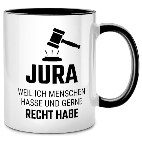 Seness Jura weil ich Menschen hasse Tasse mit Spruch, Anwalt Geschenk, Jura Studium, lustige Juristen Geschenke für Anwälte, Lawyer, Jurastudenten, Abschiedsgeschenk Kollegen, Kaffeetasse Juristin