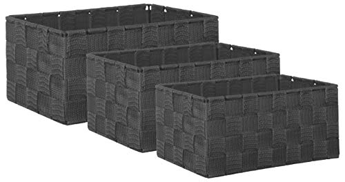 Brandsseller Aufbewahrungsbox Dekobox - Rattan-Optik - 3er-Set dunkelgrau