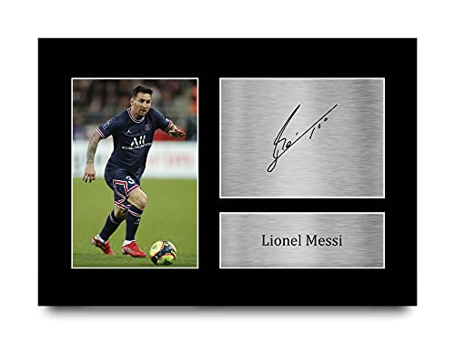 HWC Trading A4 Lionel Messi PSG Geschenke Gedrucktes Signiertes Autogramm Foto für Fußball Anhänger and Fans