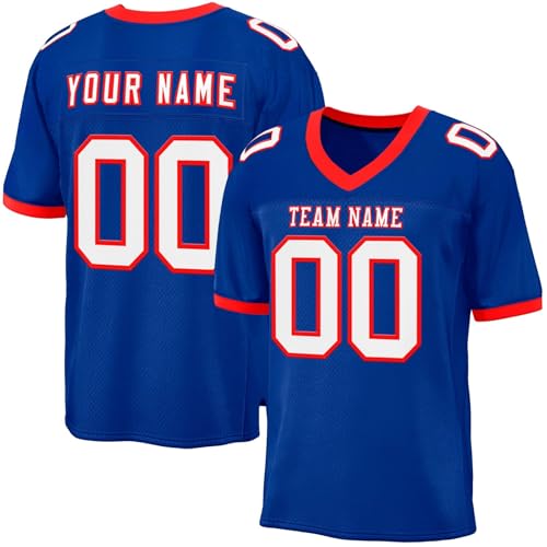 Generisch Personalisiert American Football Trikot Personalized Printed Team Name & Number für Herren Damen Kinder Jugend Fussball Trikot