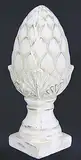 Dekoobjekt Zapfen dekorativer Pinien-Zapfen Deko-Zapfen auf Fuß Altweiß Creme in eleganter Shabby Landhaus-Optik Keramik-Zapfen Gartenfigur Geschenk Gartendeko Artischocke, 33 cm