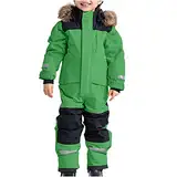 SKAJGL Schneeanzug Kinder Unisex Verdickt Warm Schneeoverall mit Kapuze und Taschen Skioverall Wasserdicht und Winddicht Winteranzug (DE/NL/SE/PL, Alter, 8 Jahre, 9 Jahre, Regular, grün)