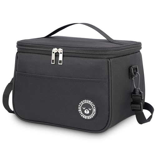 BALIGO Kühltasche 9L, [ Auslaufsicheres Futter ] Lunchbox Tasche, Lunchtasche Isoliert, Kühltasche Faltbar, Kleine Kühltasche, Lunchbag, Tragbar Lunch Tasche Arbeit Reisen Büro Picknick (Schwarz, 9L)