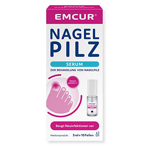 Emcur® Serum | mit Behandlungsplan | mit 10 Nagelfeilen | Zehennägel Fingernägel | als Fläschchen mit Applikator | 5 ml I ausreichend für bis zu 3 Monate