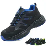 ZSDZSZ Sicherheitsschuhe Herren Damen Arbeitsschuhe Leicht rutschfest Atmungsaktiv Stahlkappenschuhe Sportlich, Blau, 40 EU