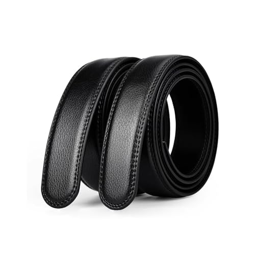 EKdirect 2 Stück Herren Ersatzgürtel ohne Schnalle Leder Automatik Gürtel (Schwarz Schwarz, 130cm)